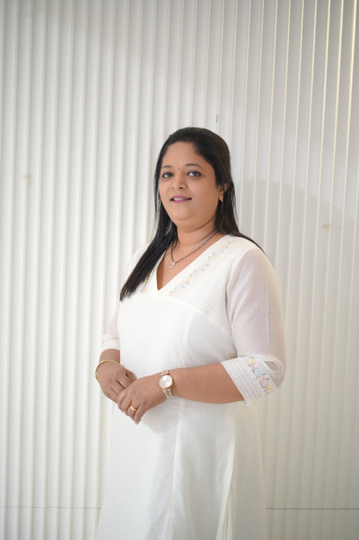 White chanderi dress TKTF1027