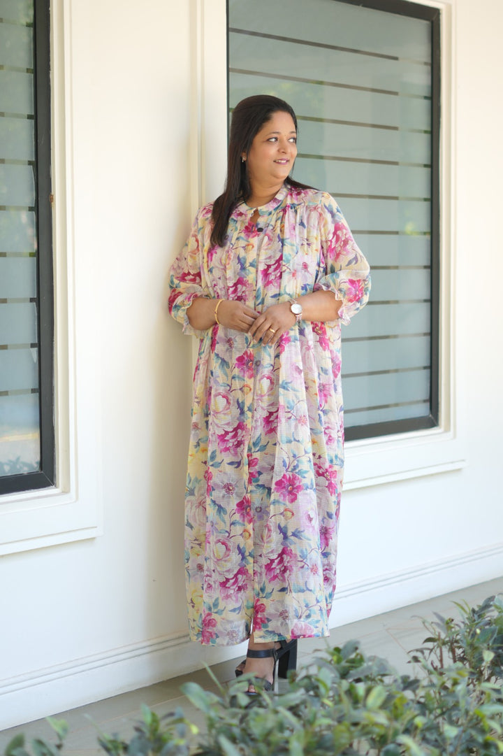 Floral net kota dress KF1079