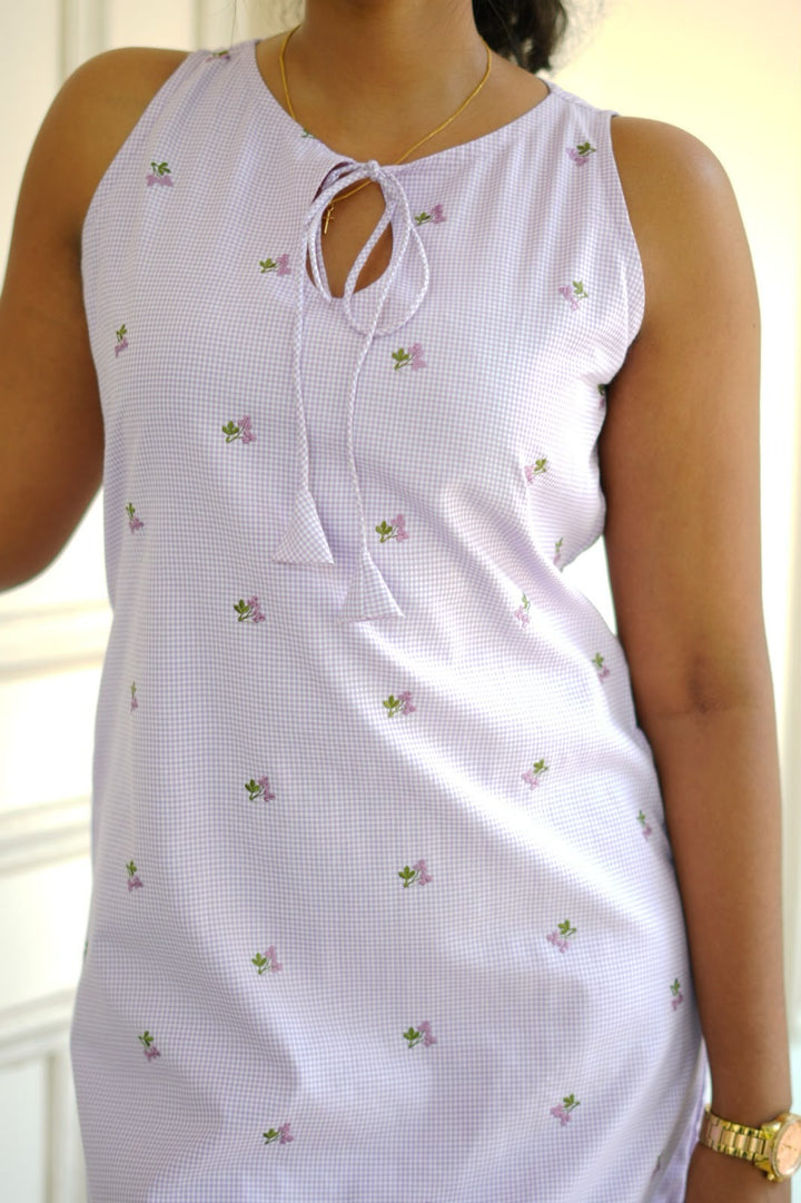 Lavendar cotton dress TKTD1054