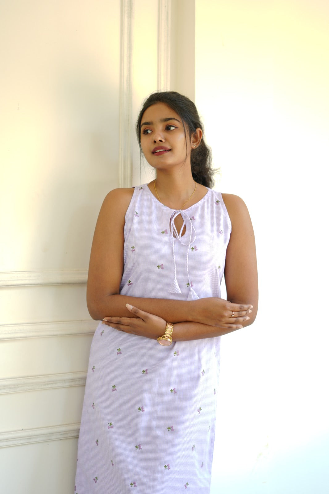 Lavendar cotton dress TKTD1054
