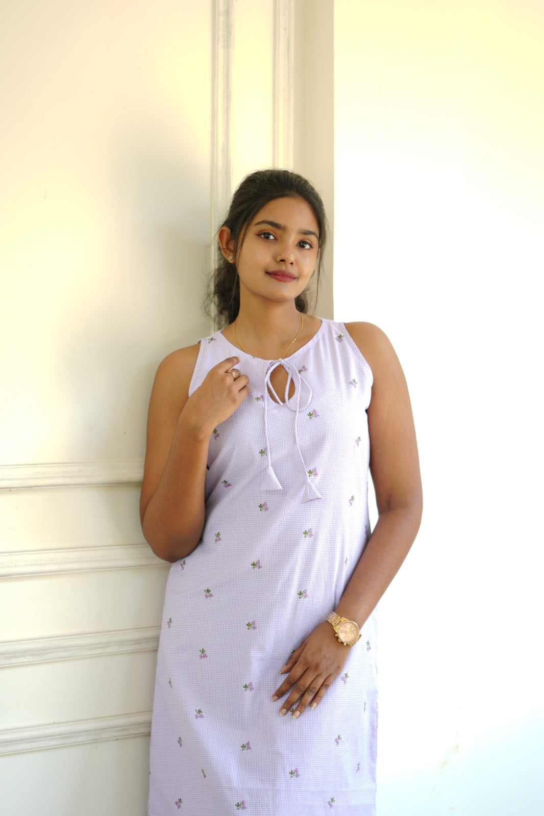 Lavendar cotton dress TKTD1054