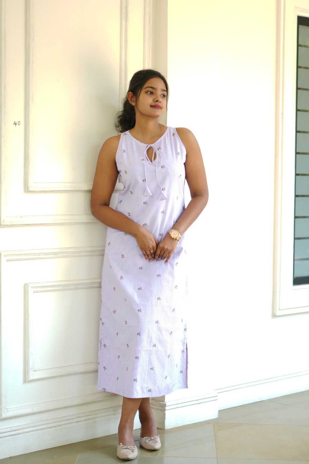 Lavendar cotton dress TKTD1054