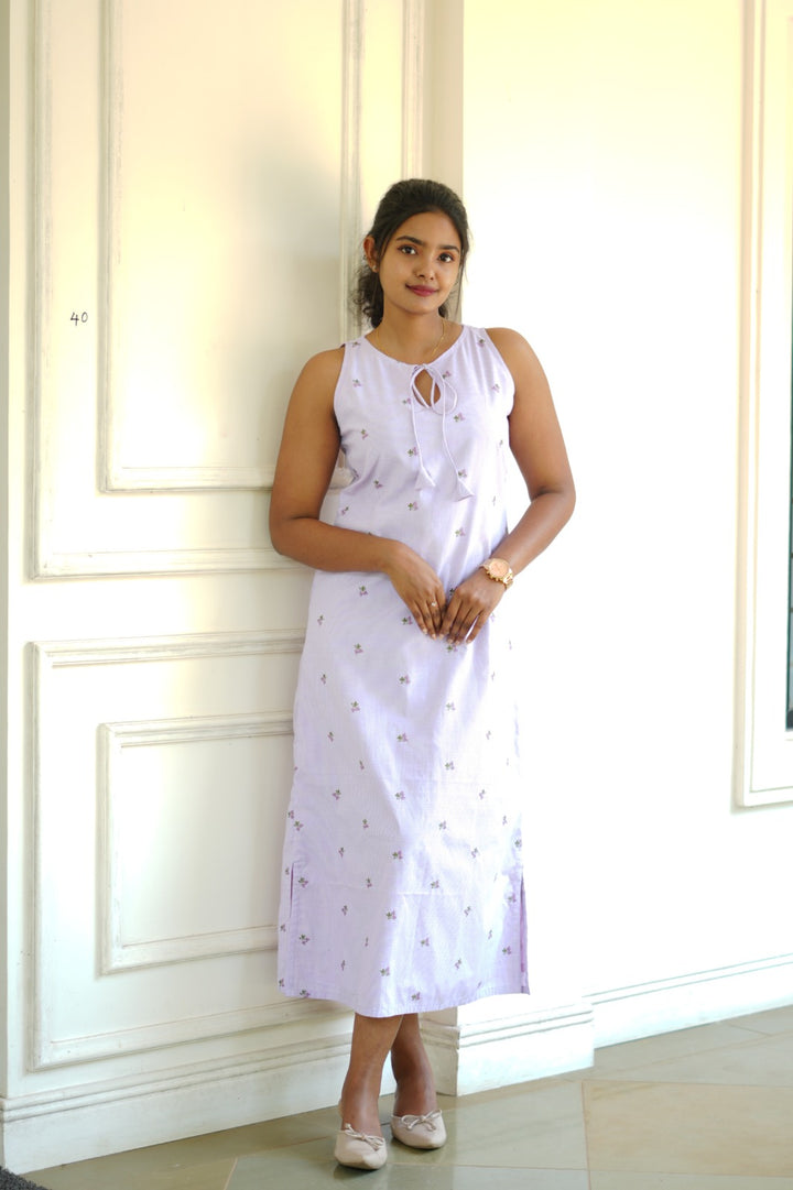 Lavendar cotton dress TKTD1054