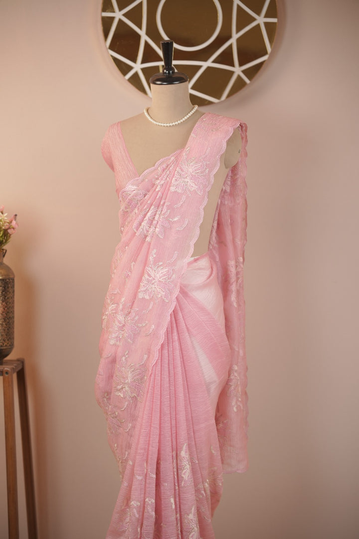 Crushed Tissue Saree TSA6013