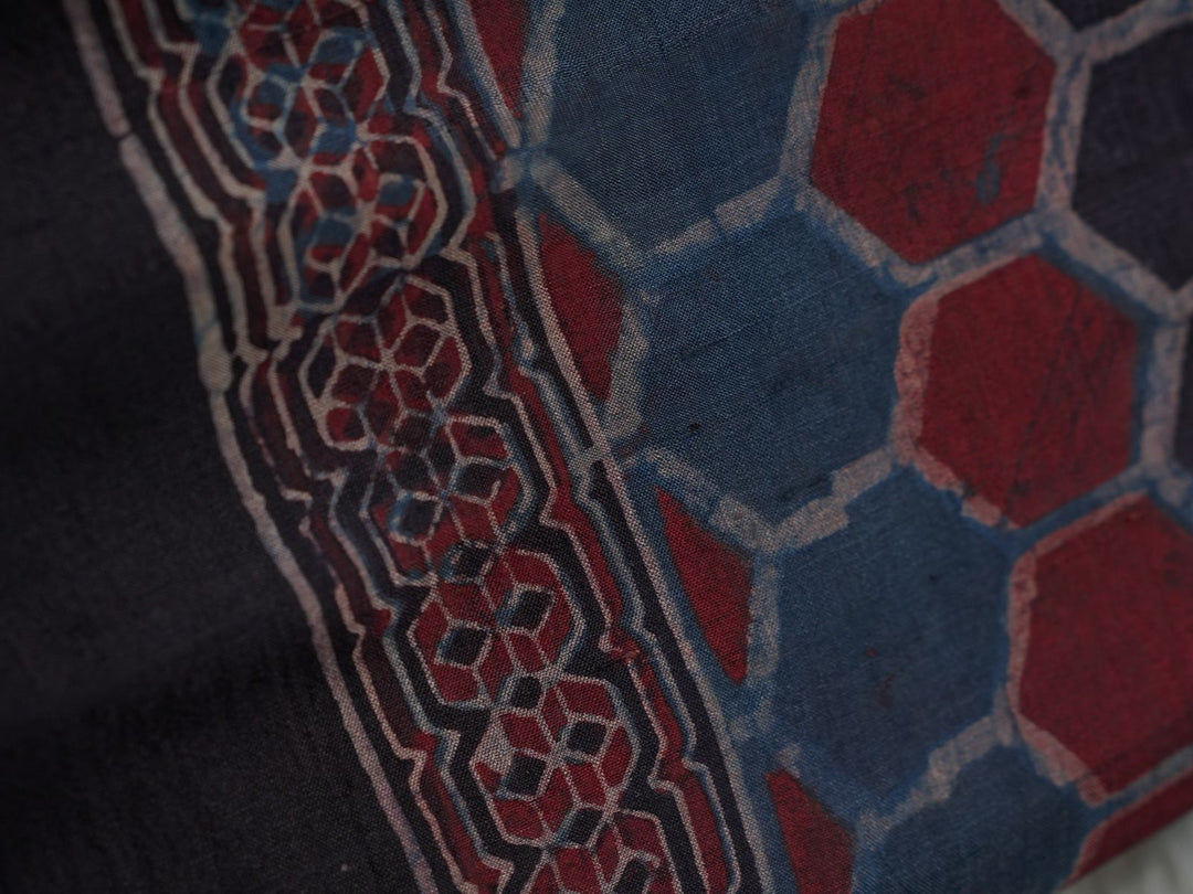 Ajrakh Print Silk Saree TSA3982