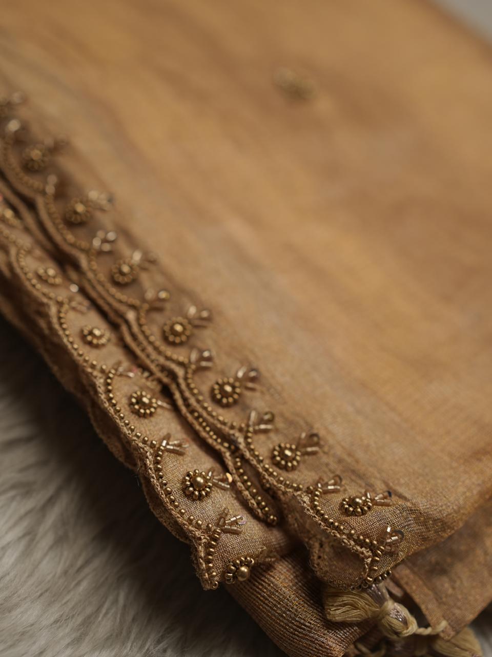 Tissue Jute Net Saree TSA4163