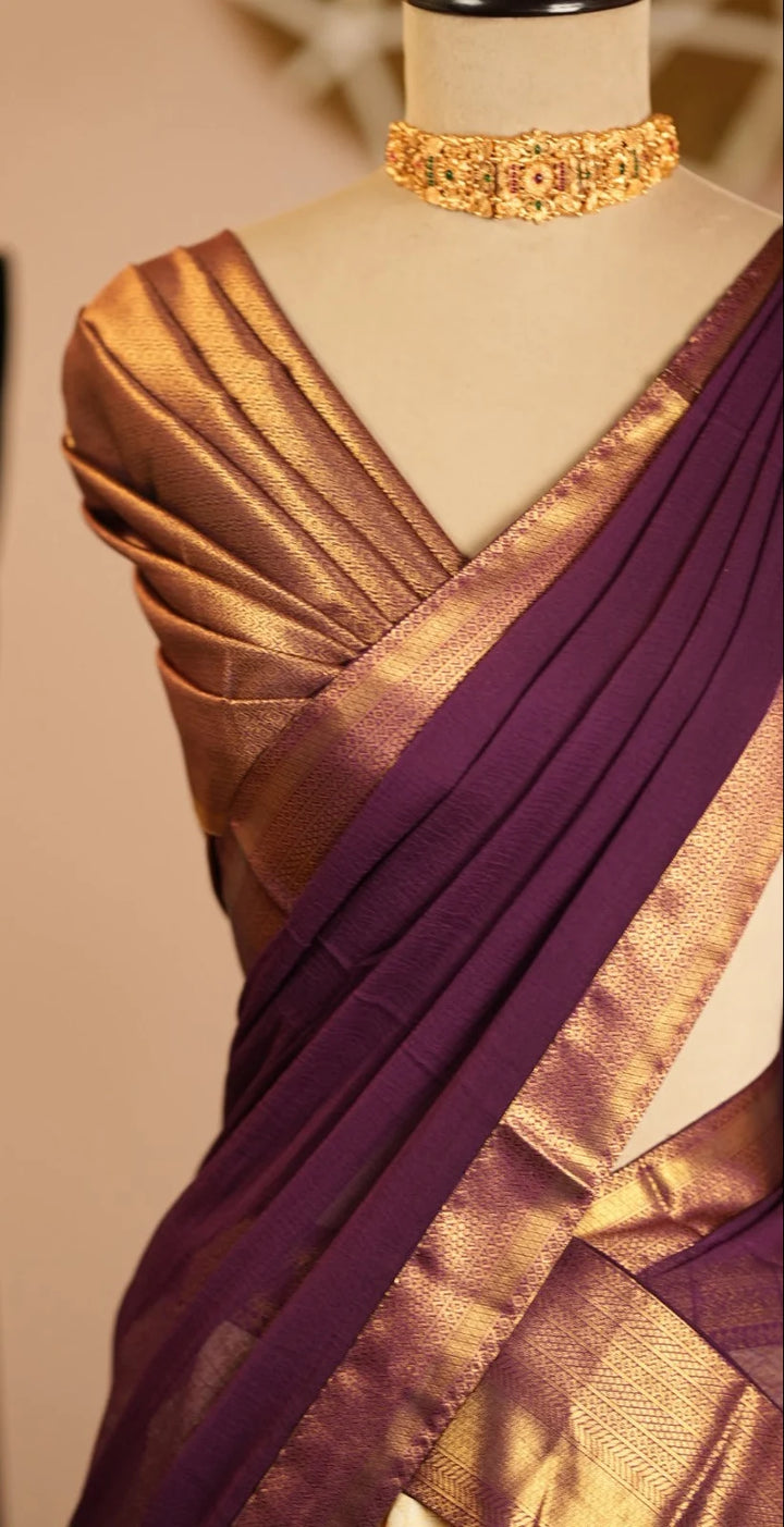 Semi Silk Unstitched Dhawani TDN01095