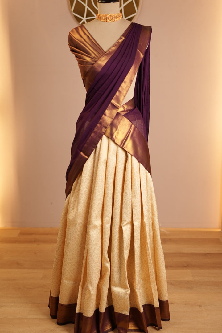 Semi- Silk Un Stitched Dhawani TDN4515 Metalic Purple