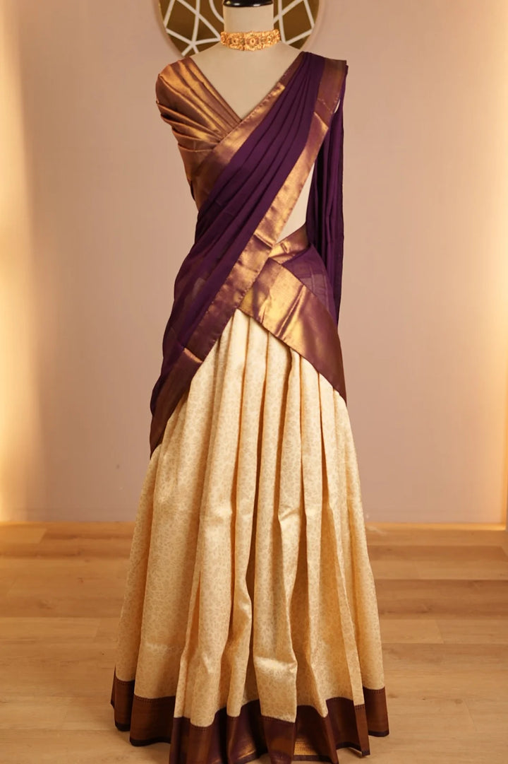 Semi Silk Unstitched Dhawani TDN01095