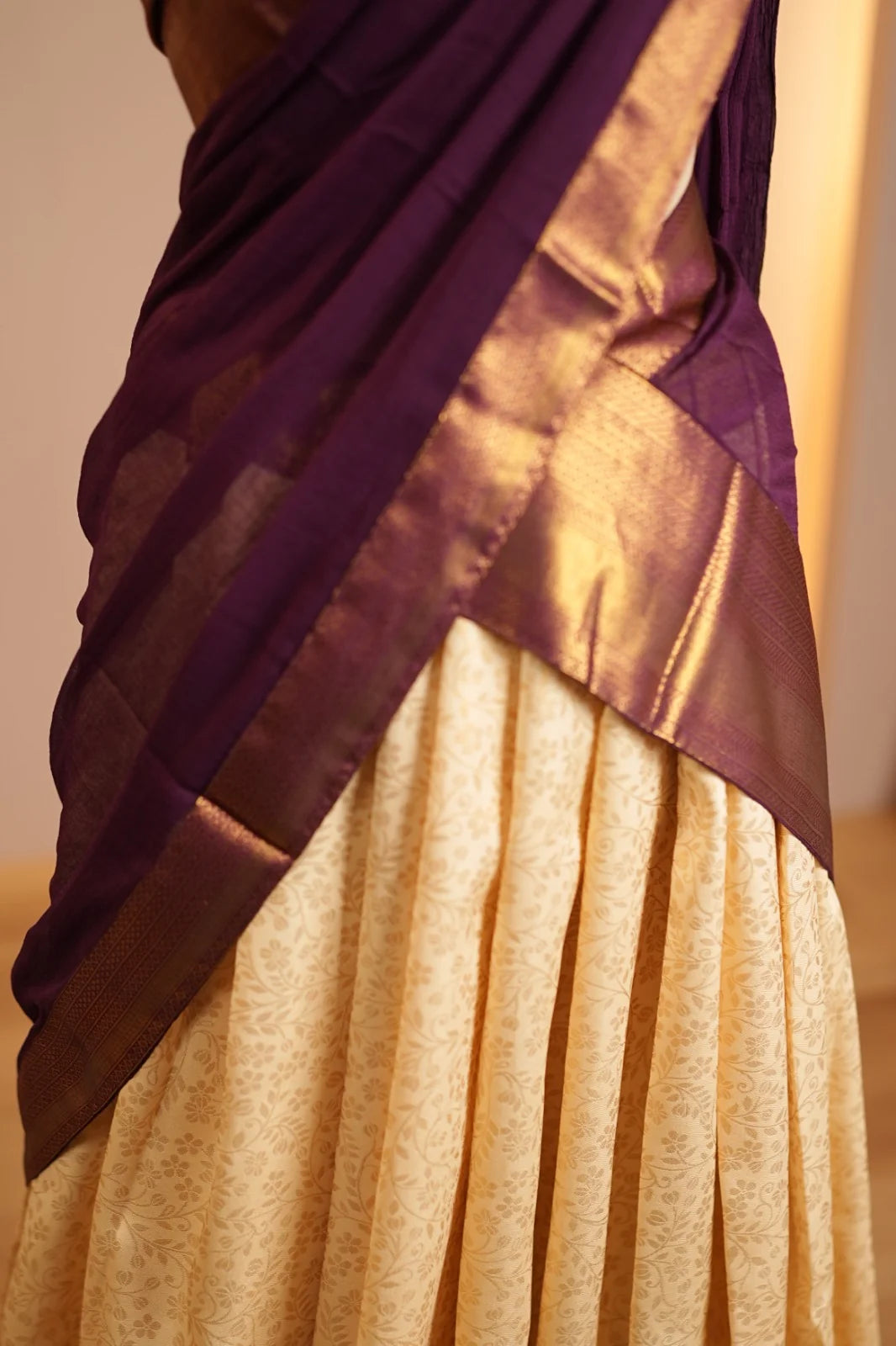 Semi Silk Unstitched Dhawani TDN01095