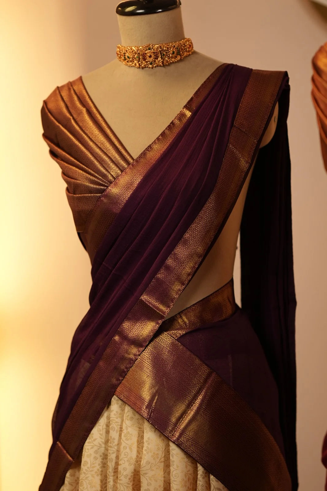 Semi Silk Unstitched Dhawani TDN01095