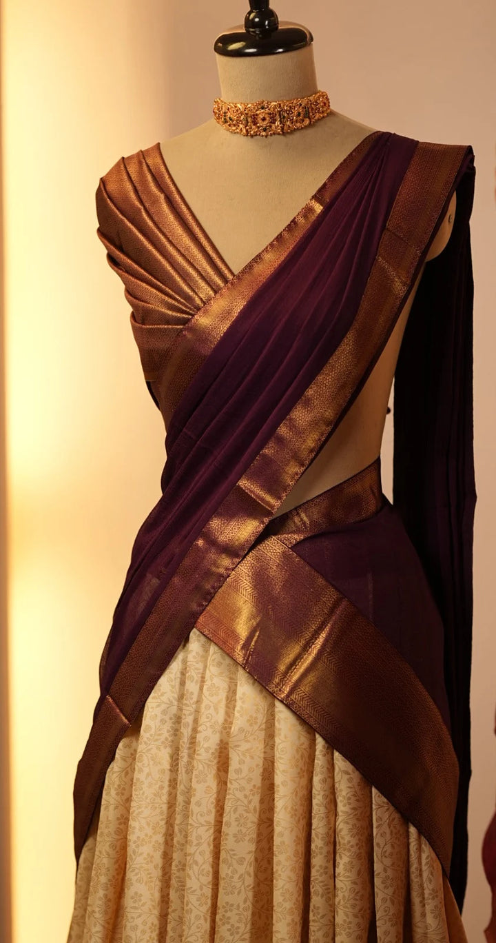 Semi Silk Unstitched Dhawani TDN01095