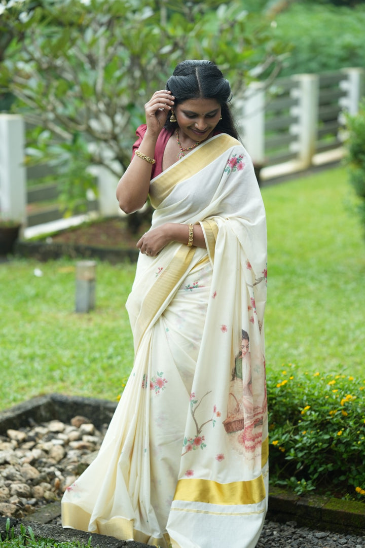 Onam Digital Print Saree TPS003