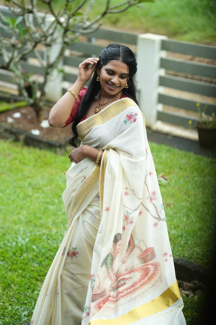 Onam Digital Print Saree TPS003