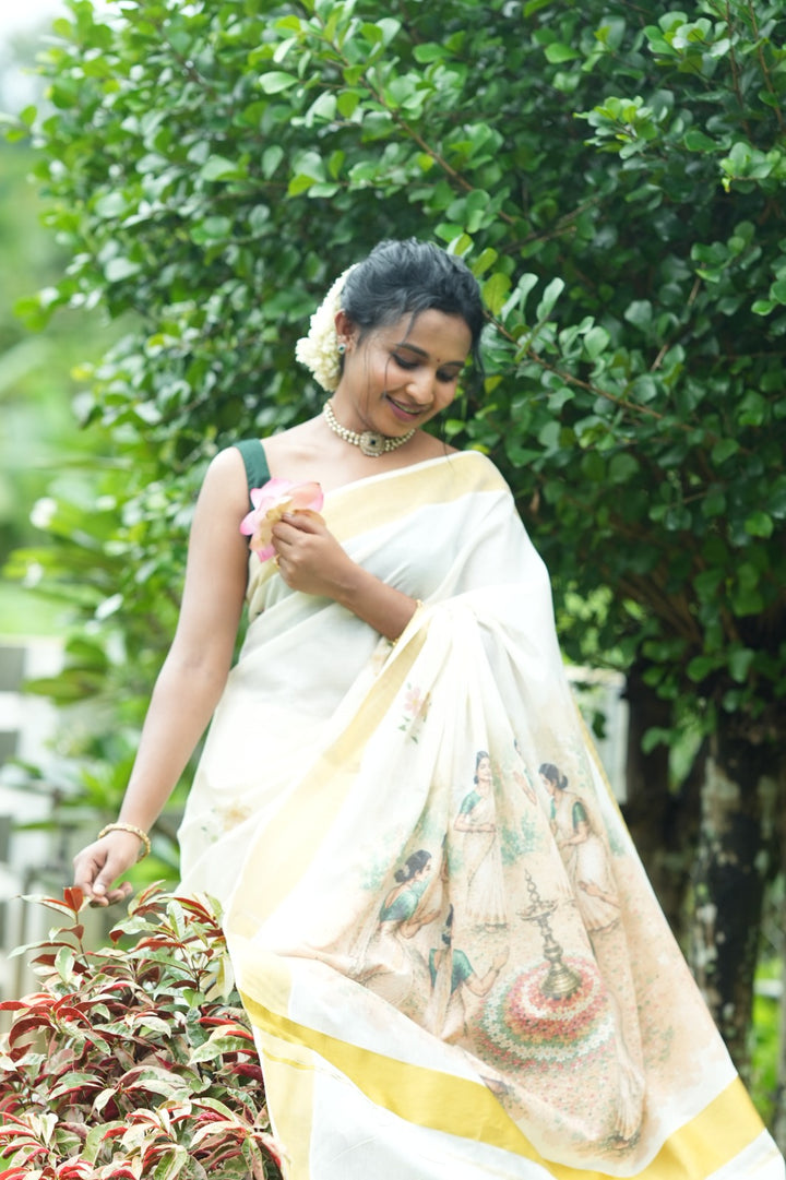 Onam Digital Print Saree TPS004