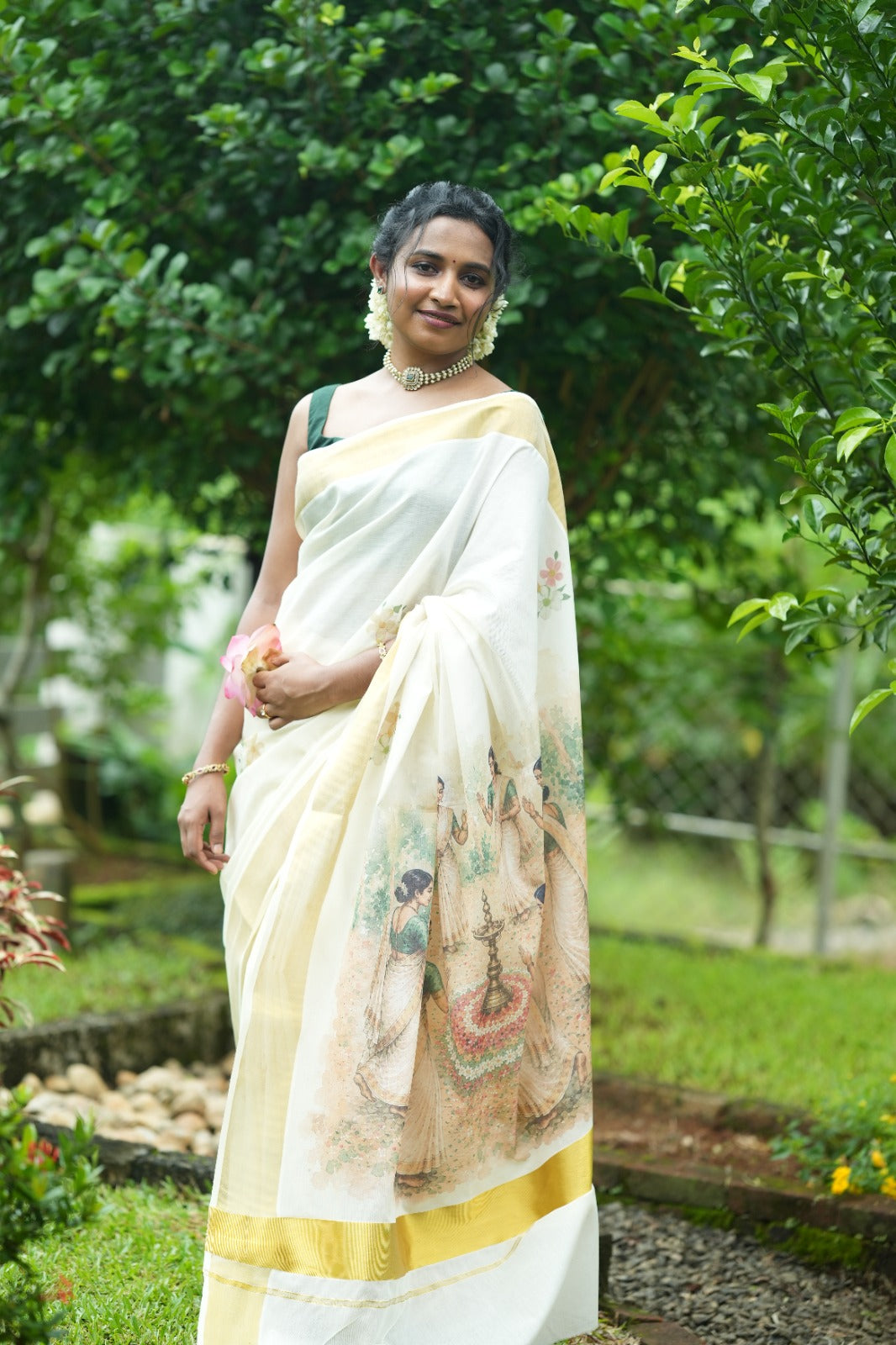 Onam Digital Print Saree TPS004