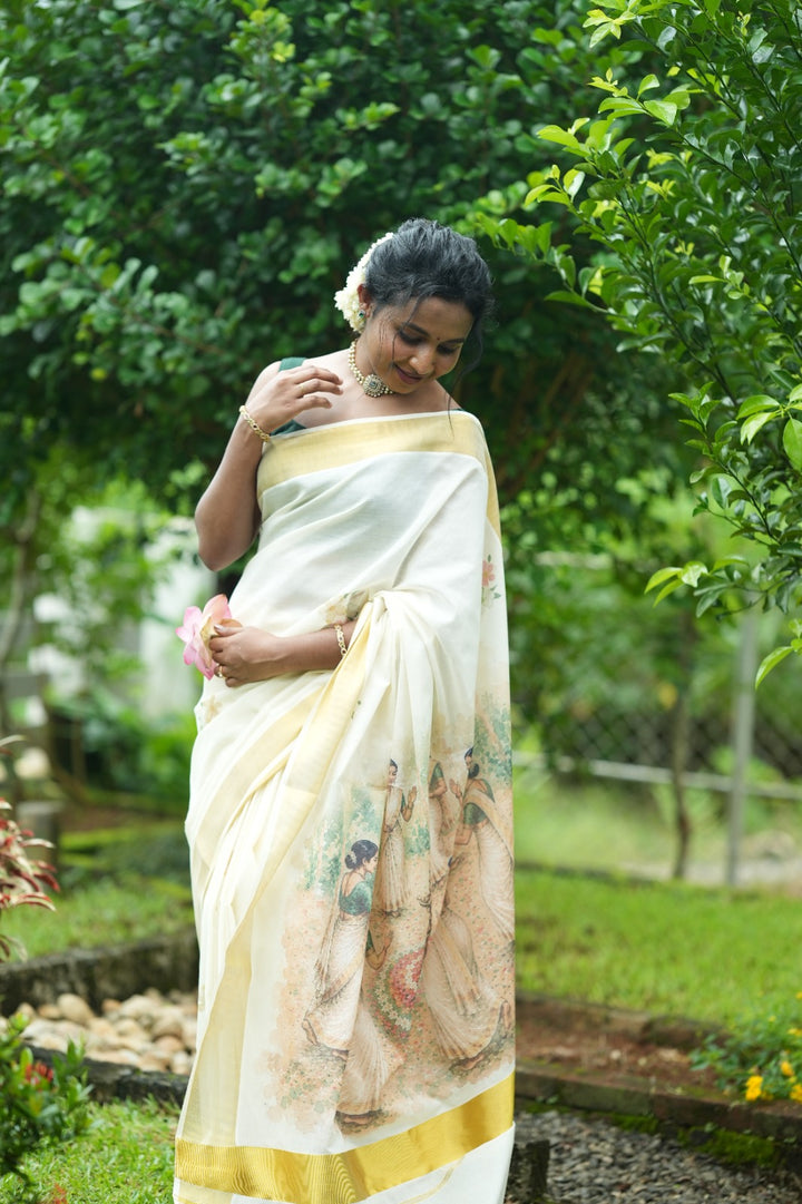 Onam Digital Print Saree TPS004