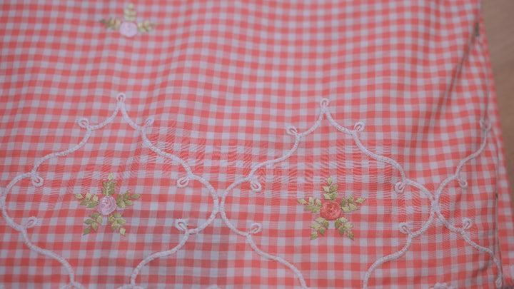 Cotton Check Material Candy Pink TRF3561