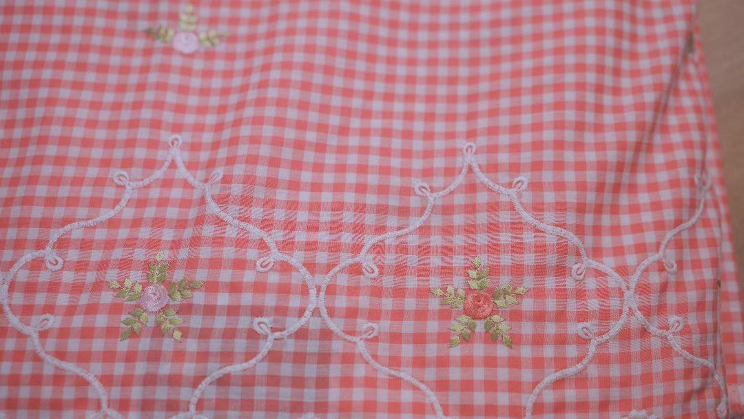 Cotton Check Material Candy Pink TRF3561