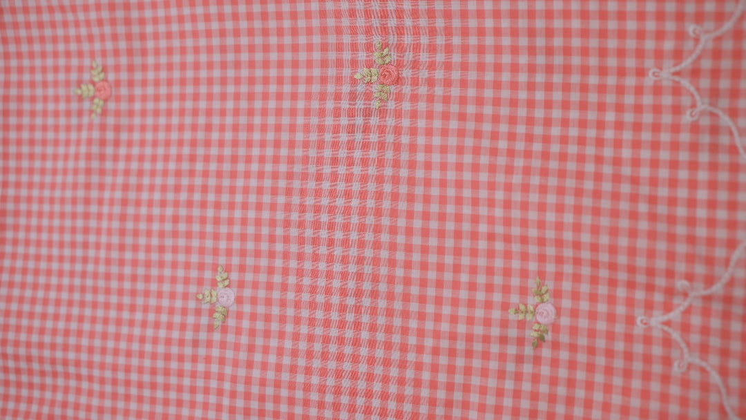Cotton Check Material Candy Pink TRF3561