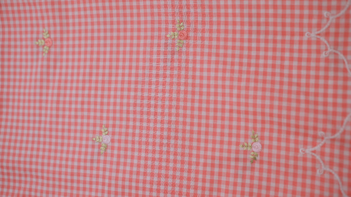 Cotton Check Material Candy Pink TRF3561