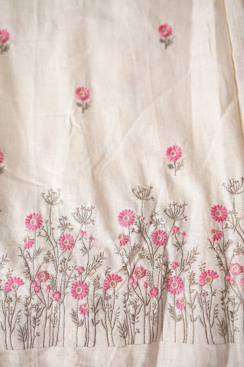 Flax Cotton Embroidered Material TRF2320